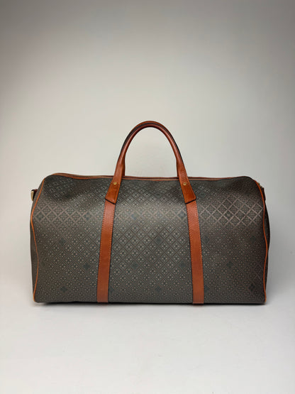 Vintage Balenciaga Abstract Leather Dufdel Bag Green Brown