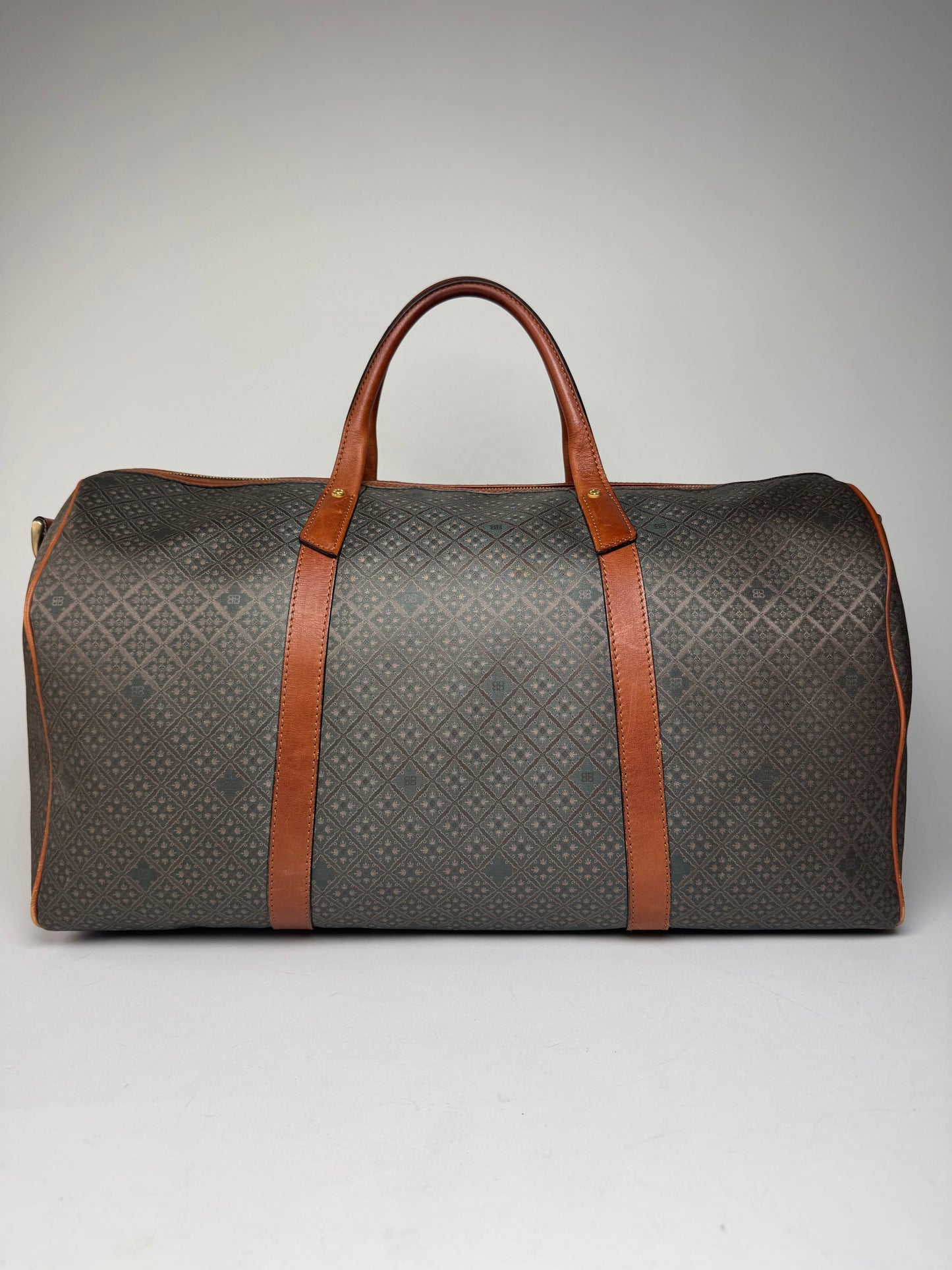 Vintage Balenciaga Abstract Leather Dufdel Bag Green Brown