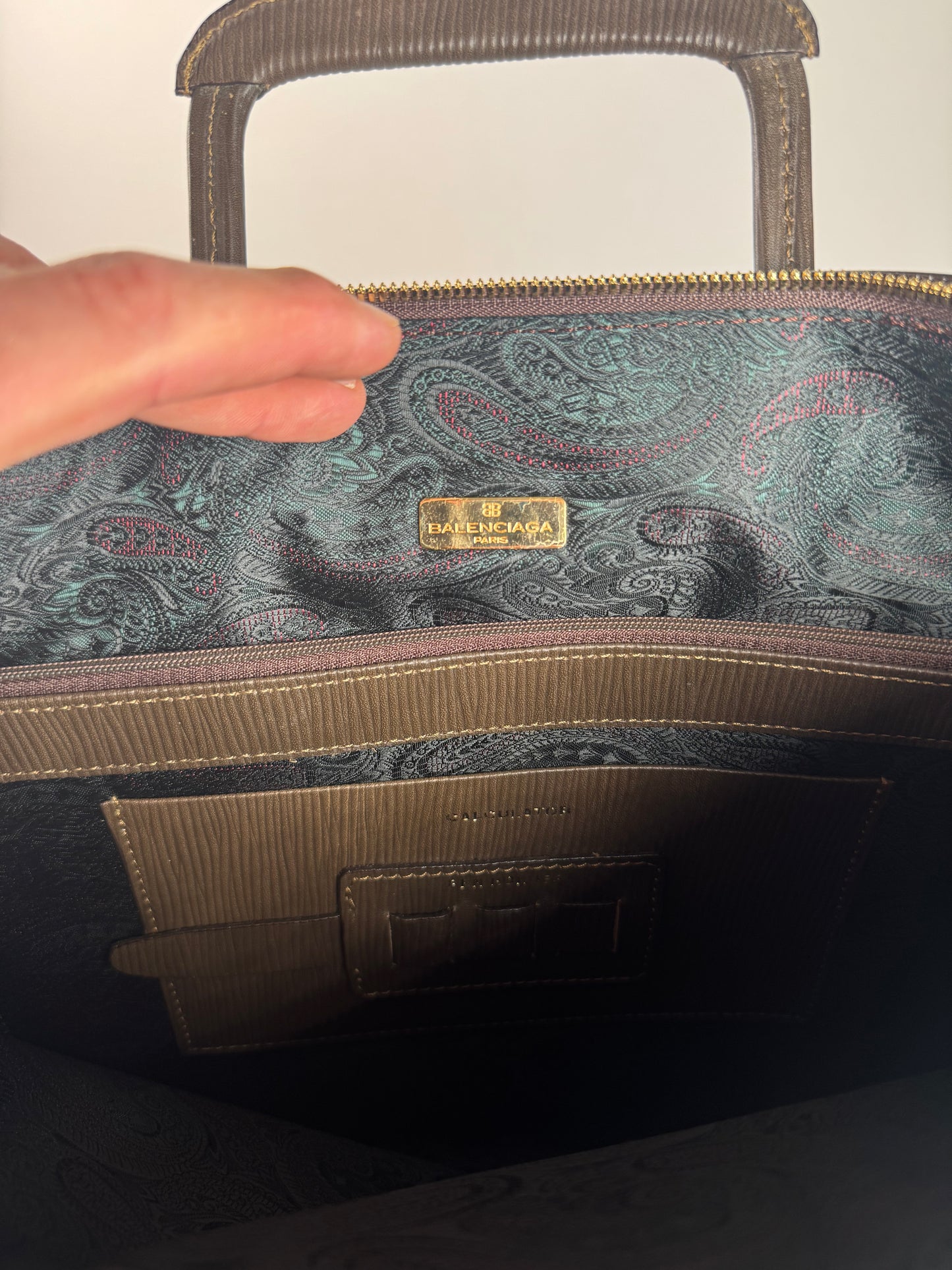 Sac Balenciaga vintage en cuir et laine marron