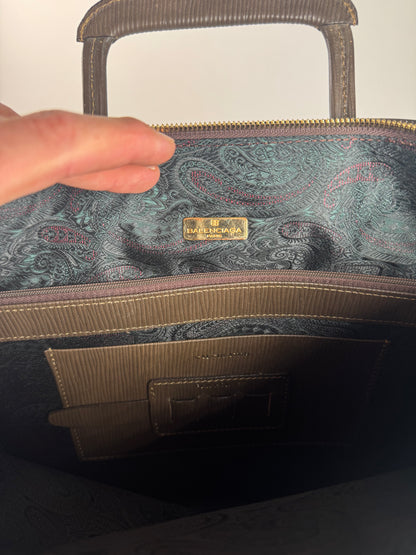 Sac Balenciaga vintage en cuir et laine marron