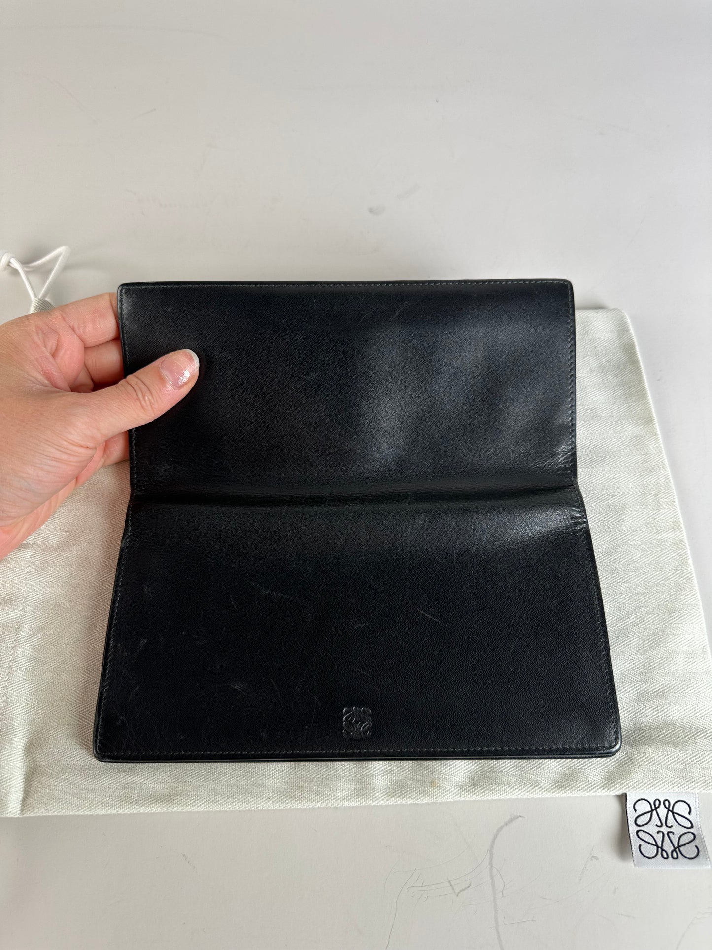 Vintage Loewe Leather Long Wallet Black
