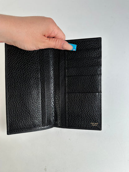 Vintage Celine Leather Wallet Black Gold