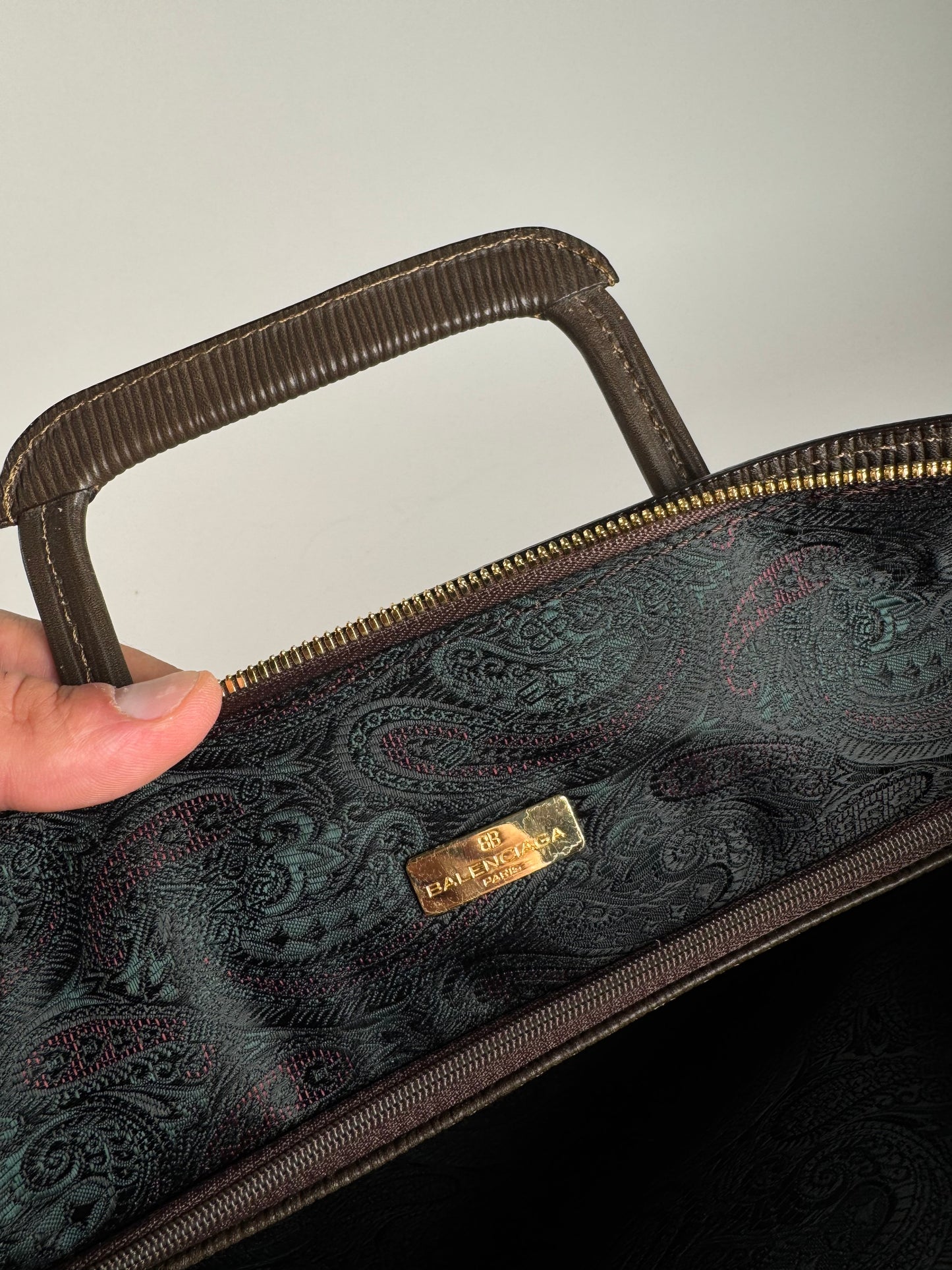 Sac Balenciaga vintage en cuir et laine marron