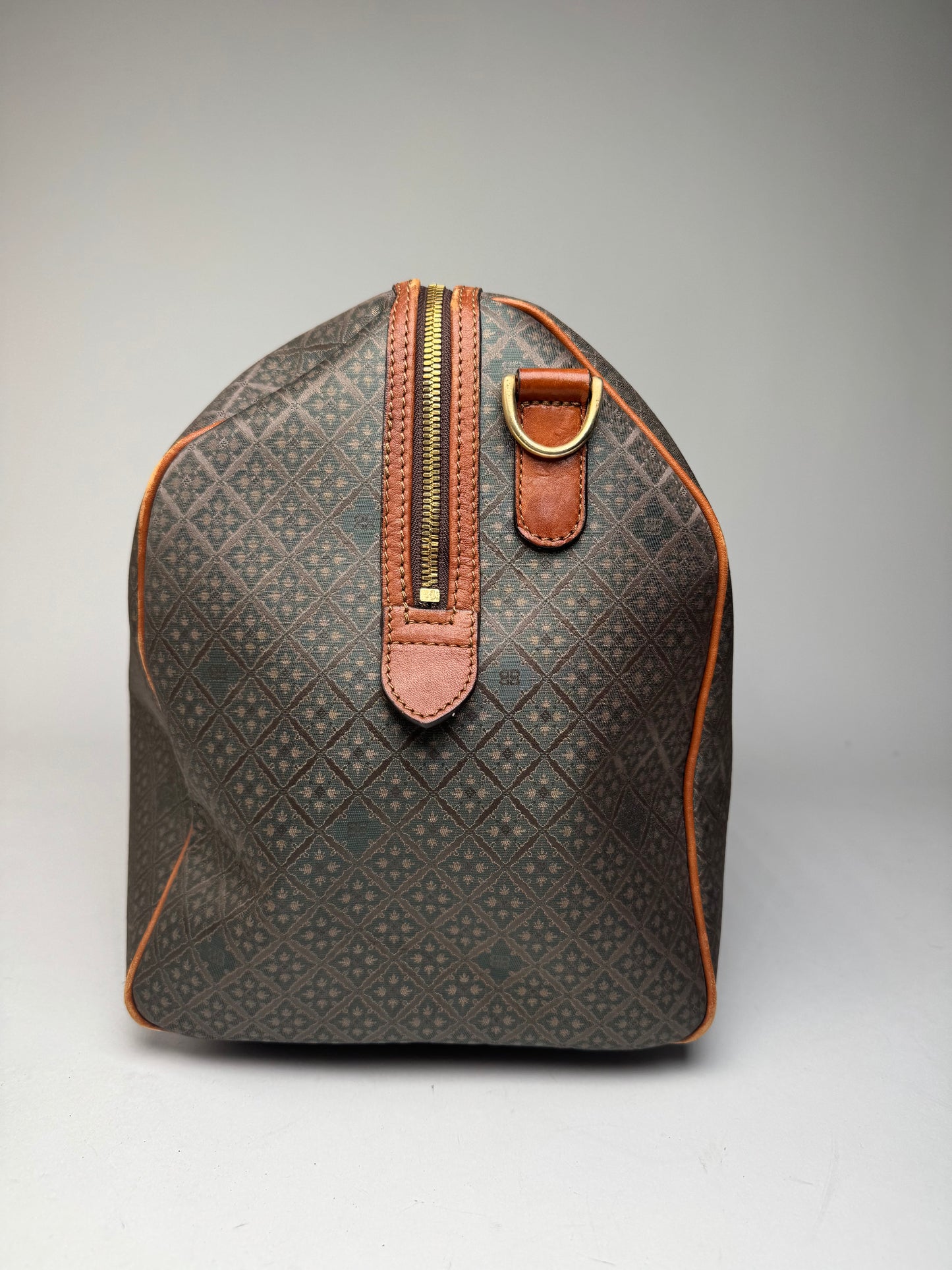 Vintage Balenciaga Abstract Leather Dufdel Bag Green Brown