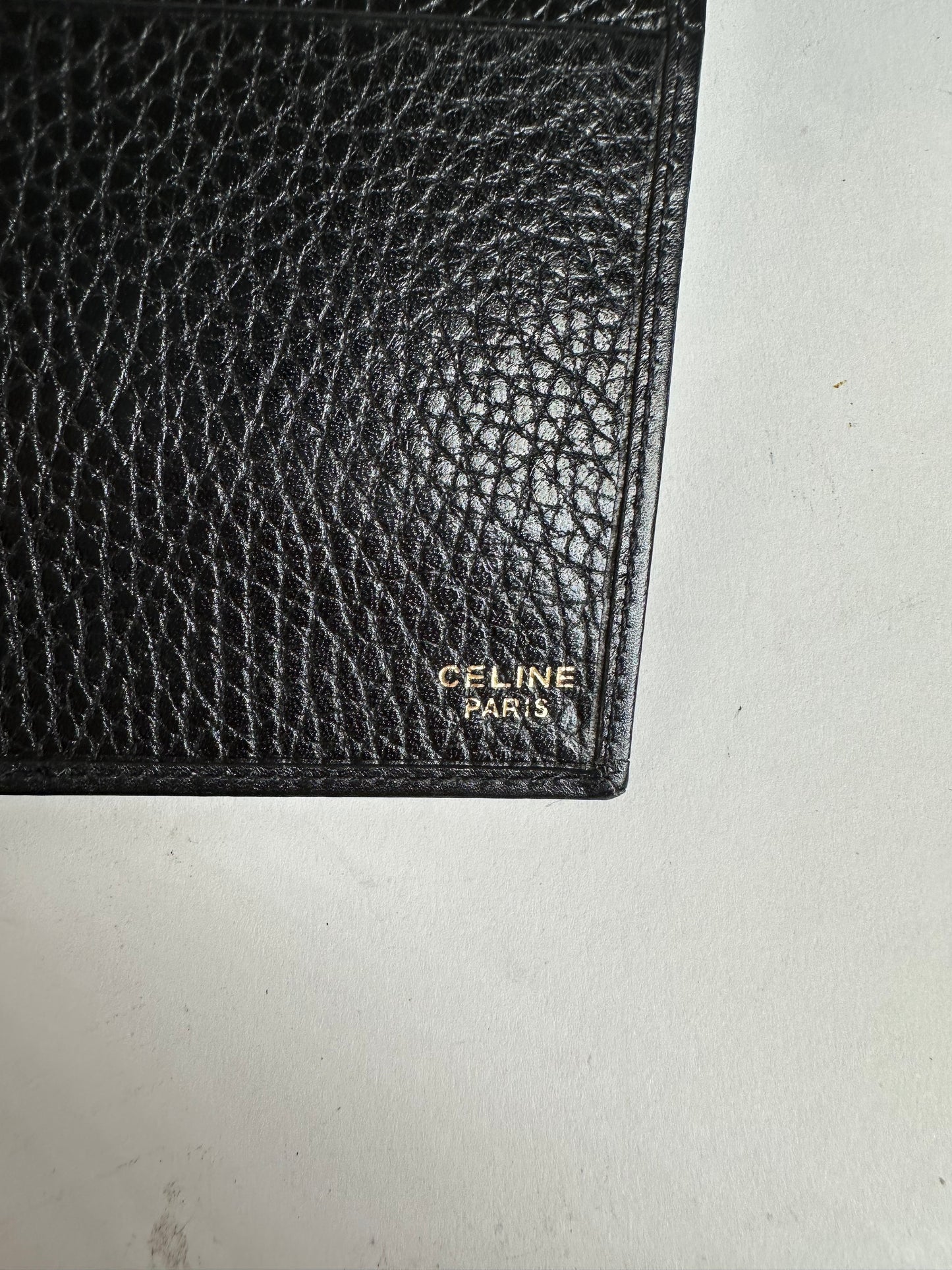 Vintage Celine Leather Wallet Black Gold