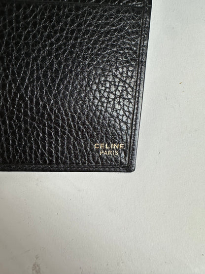 Vintage Celine Leather Wallet Black Gold