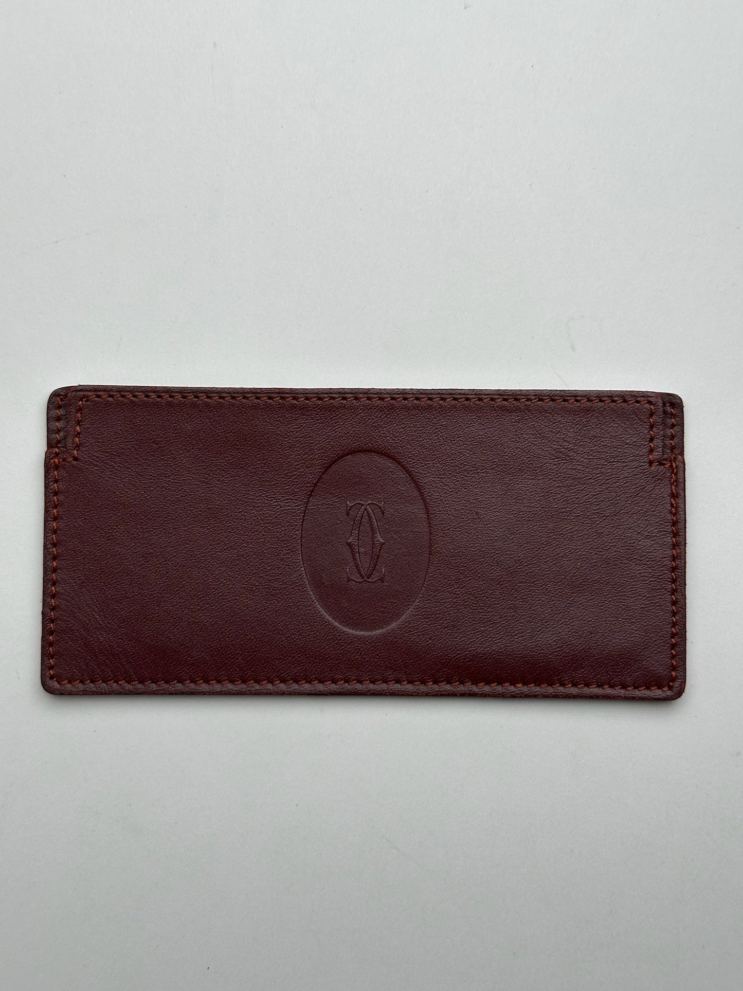 Vintage Cartier Leather ID Holder burgundy