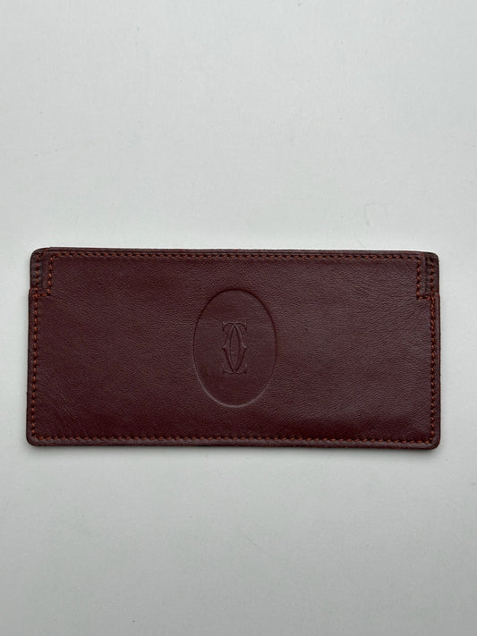 Vintage Cartier Leather ID Holder burgundy