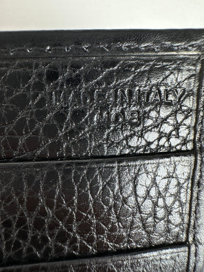 Vintage Celine Leather Wallet Black Gold