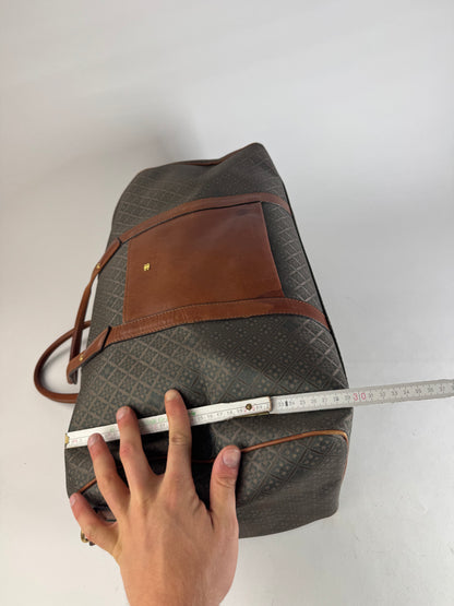 Vintage Balenciaga Abstract Leather Dufdel Bag Green Brown