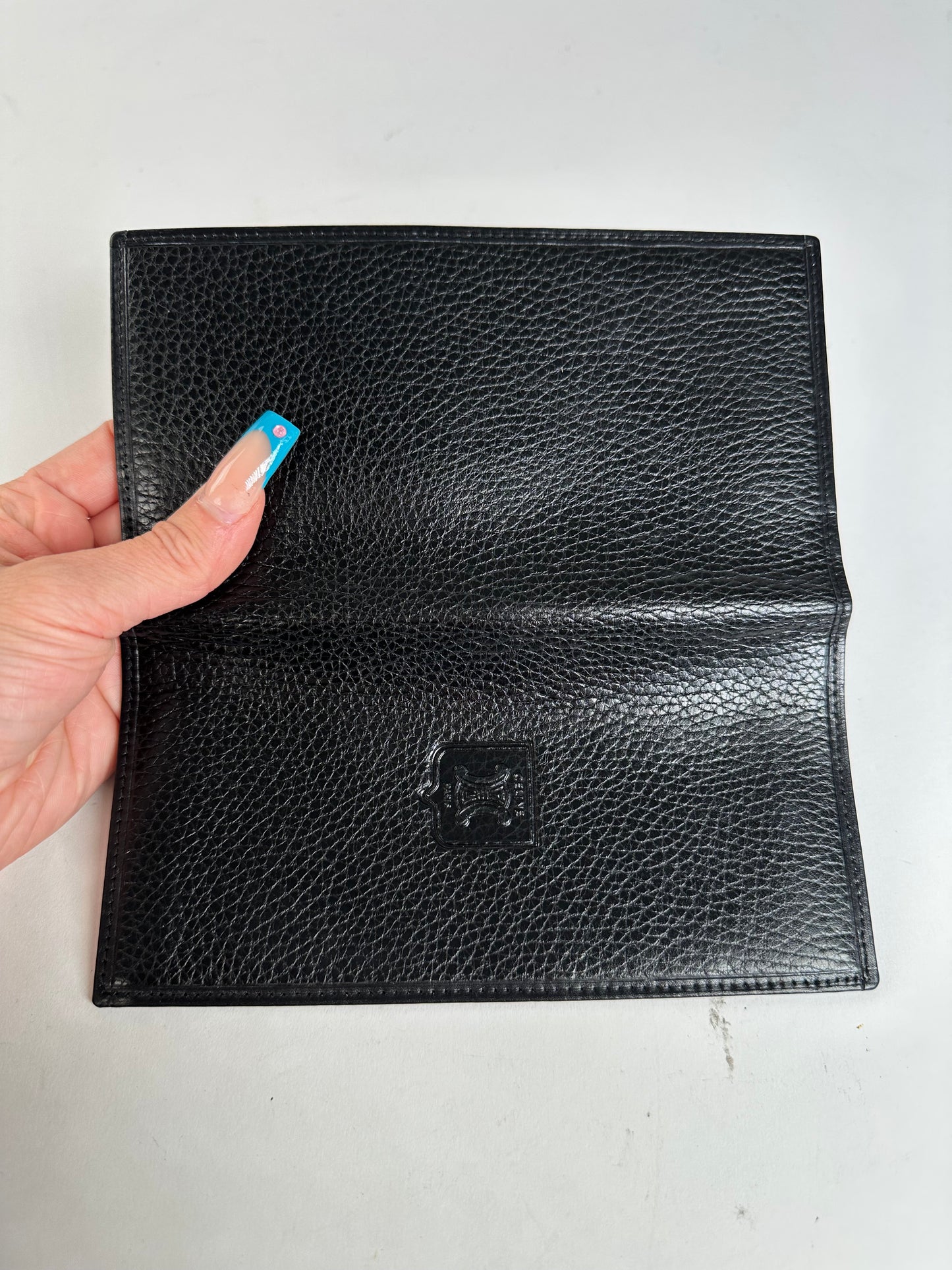 Vintage Celine Leather Wallet Black Gold