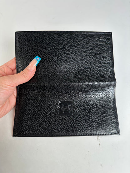 Vintage Celine Leather Wallet Black Gold