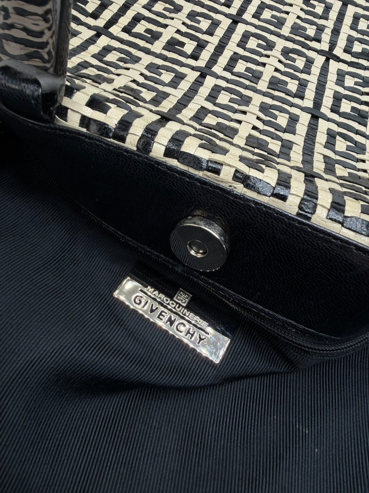 Vintage Givenchy 4G Woven Canvas Top-Handle Bag Late 1990s Black Beige