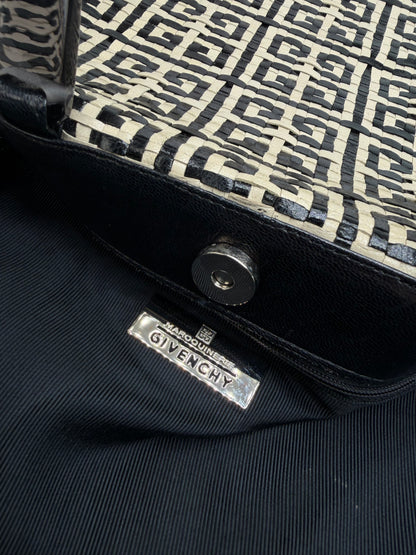 Vintage Givenchy 4G Woven Canvas Top-Handle Bag Late 1990s Black Beige