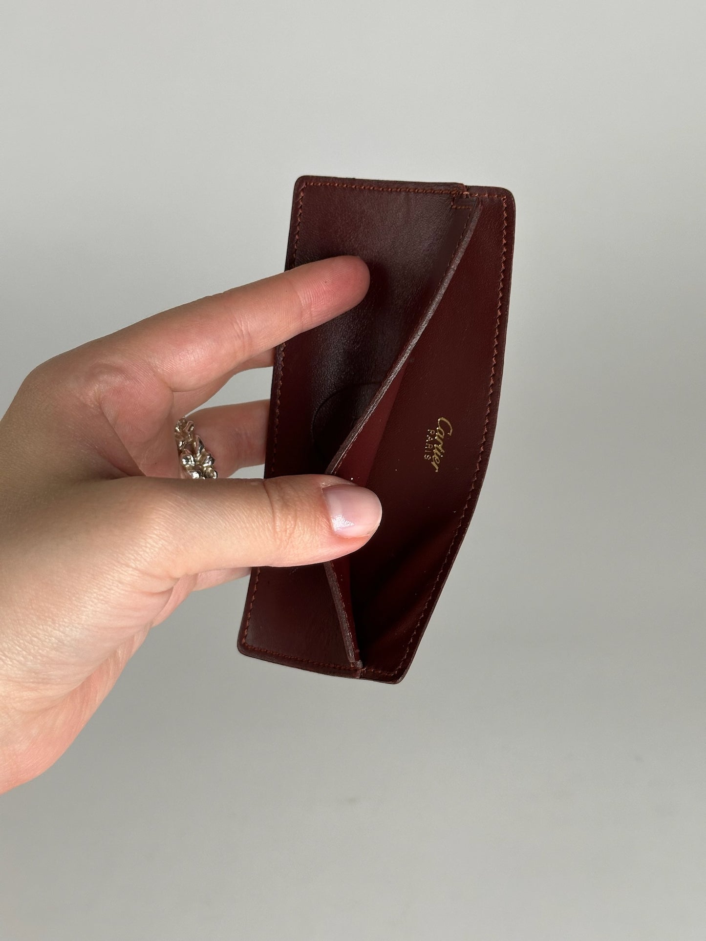 Vintage Cartier Leather ID Holder burgundy