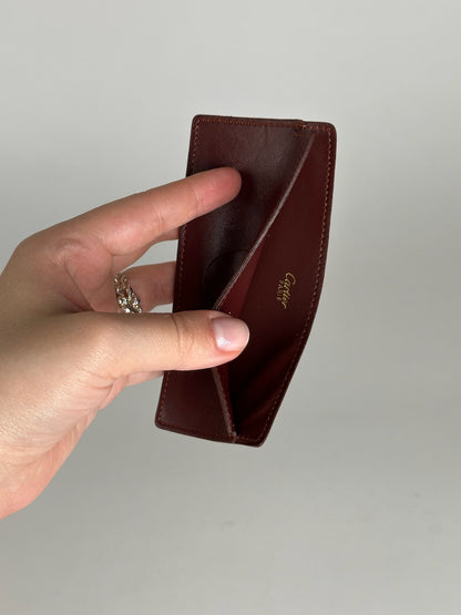 Vintage Cartier Leather ID Holder burgundy