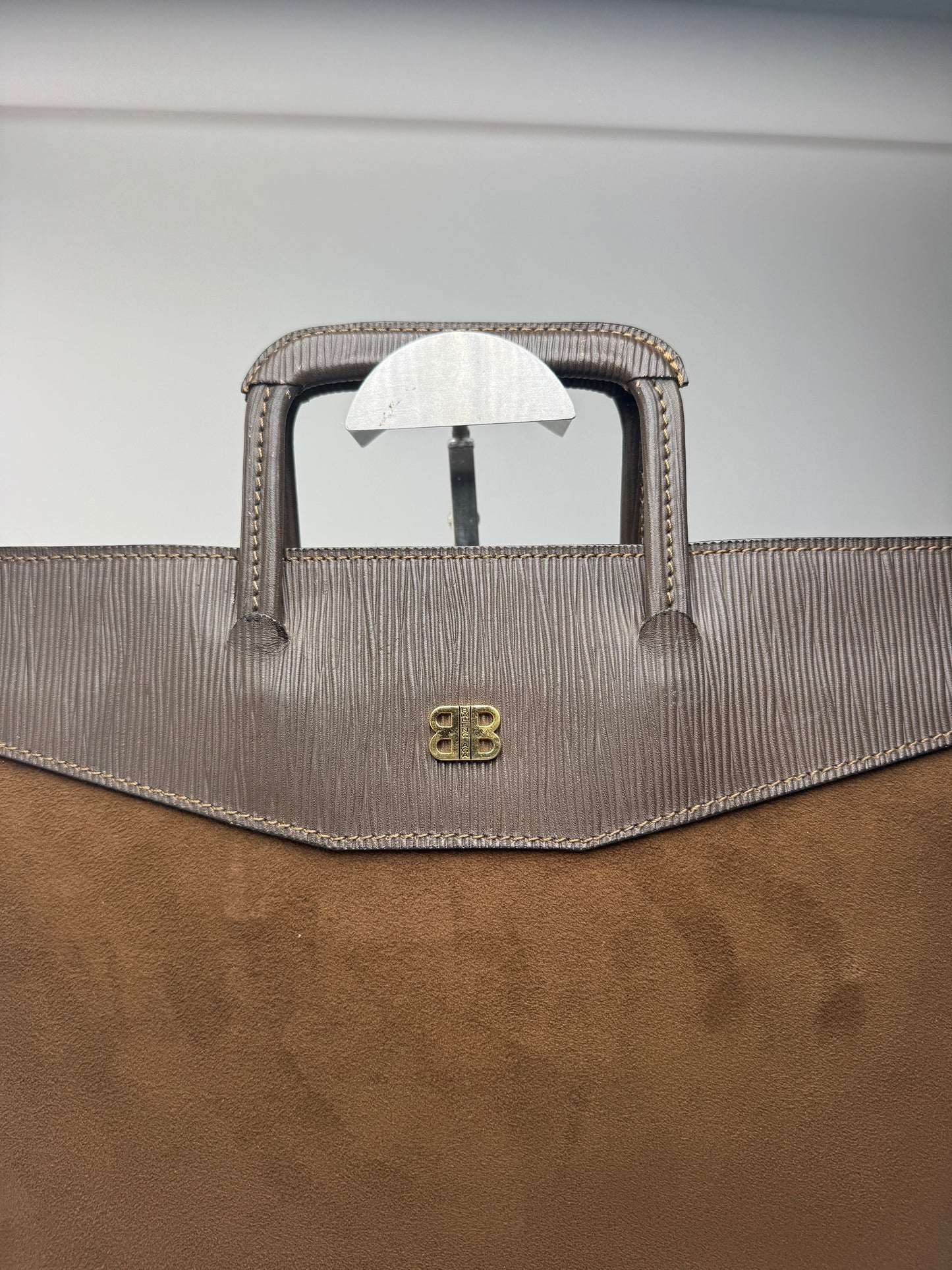 Sac Balenciaga vintage en cuir et laine marron