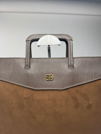 Sac Balenciaga vintage en cuir et laine marron