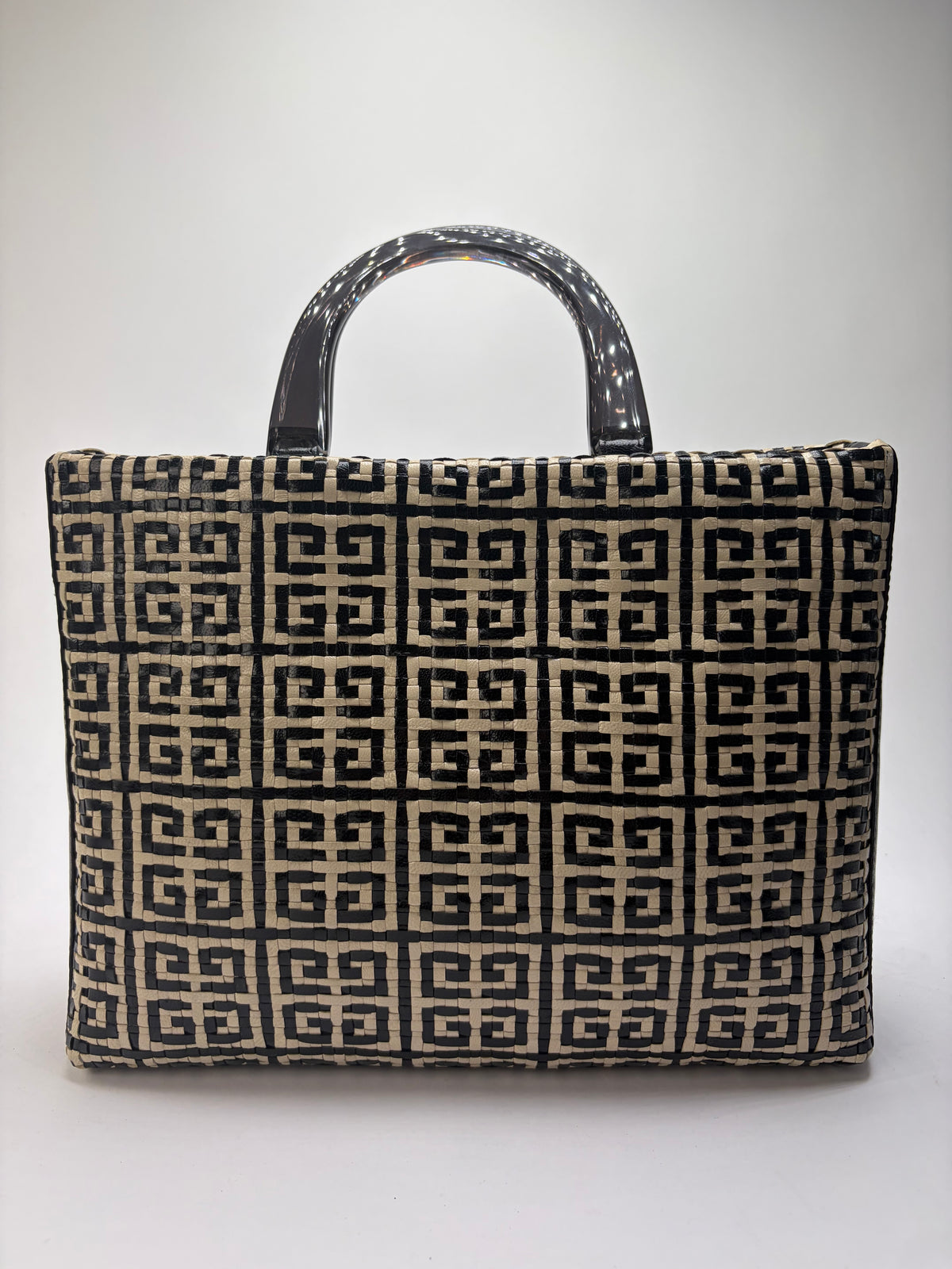Vintage Givenchy 4G Woven Canvas Top-Handle Bag Late 1990s Black Beige