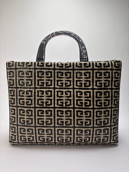 Vintage Givenchy 4G Woven Canvas Top-Handle Bag Late 1990s Black Beige