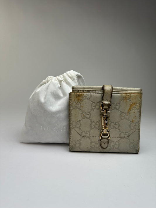 Vintage Gucci GG Supreme Bifold Wallet c. 2010s Cream Beige