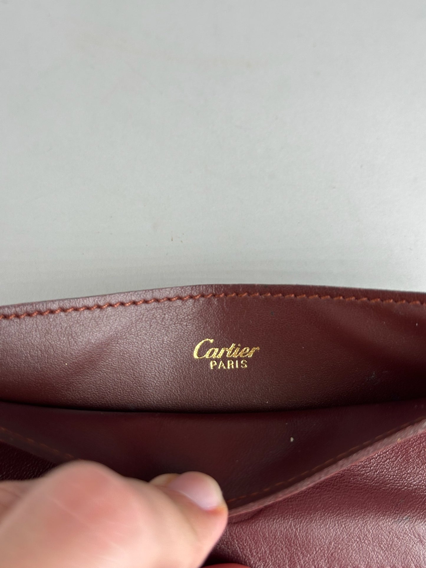 Vintage Cartier Leather ID Holder burgundy