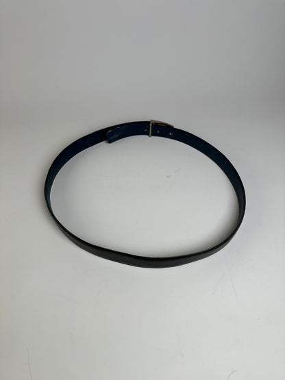 Vintage Dior Monogram Logo Leather Belt Black Silver