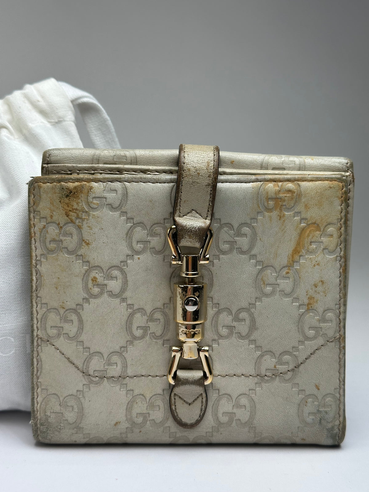 Vintage Gucci GG Supreme Bifold Wallet c. 2010s Cream Beige