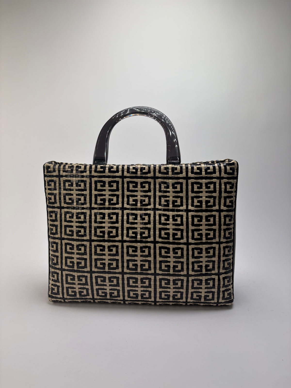 Vintage Givenchy 4G Woven Canvas Top-Handle Bag Late 1990s Black Beige
