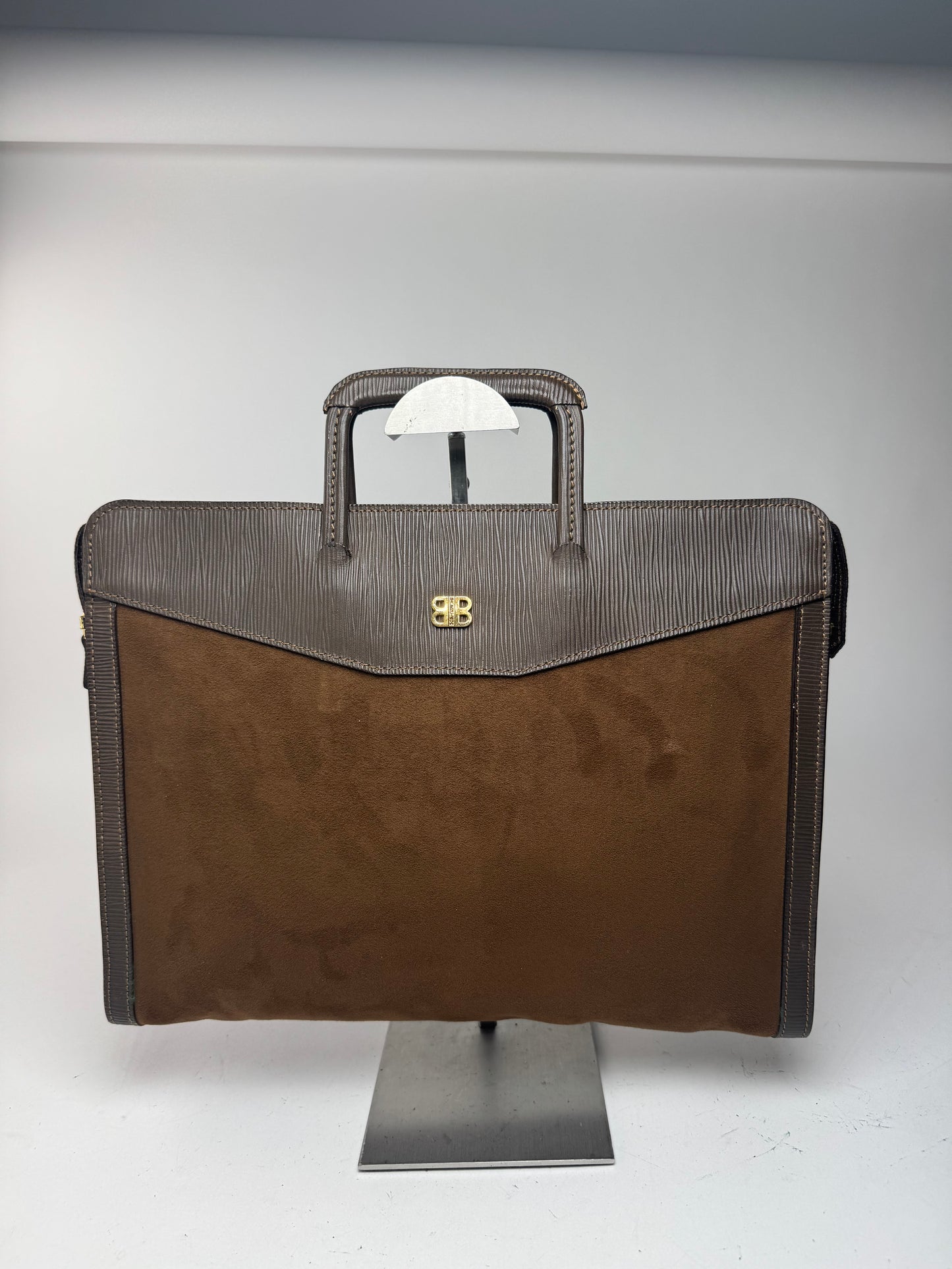 Sac Balenciaga vintage en cuir et laine marron