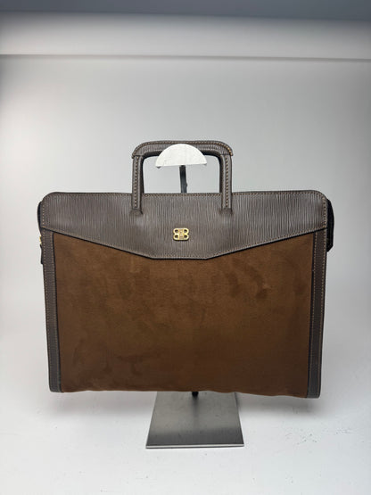 Sac Balenciaga vintage en cuir et laine marron