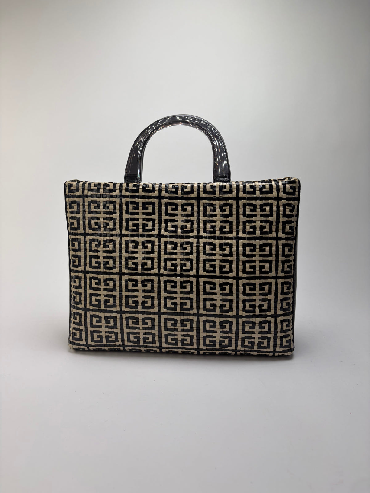 Vintage Givenchy 4G Woven Canvas Top-Handle Bag Late 1990s Black Beige