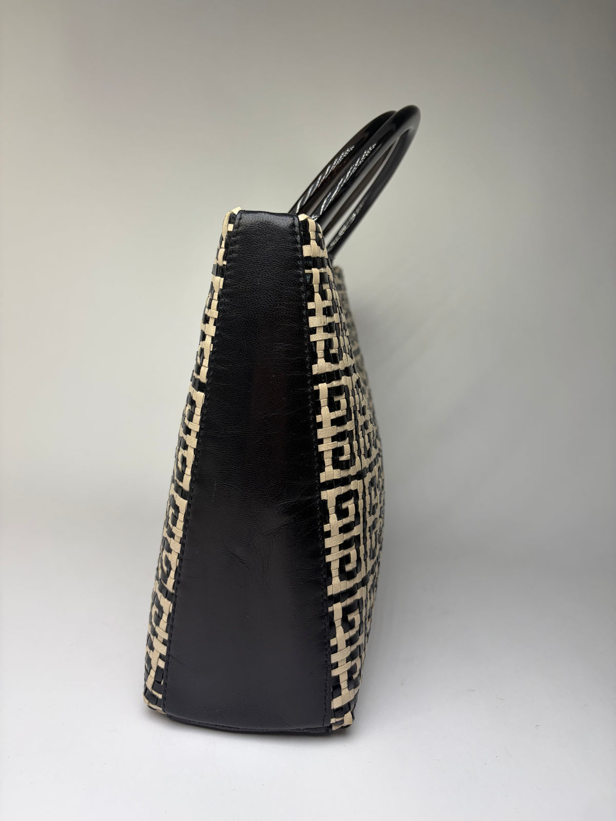 Vintage Givenchy 4G Woven Canvas Top-Handle Bag Late 1990s Black Beige