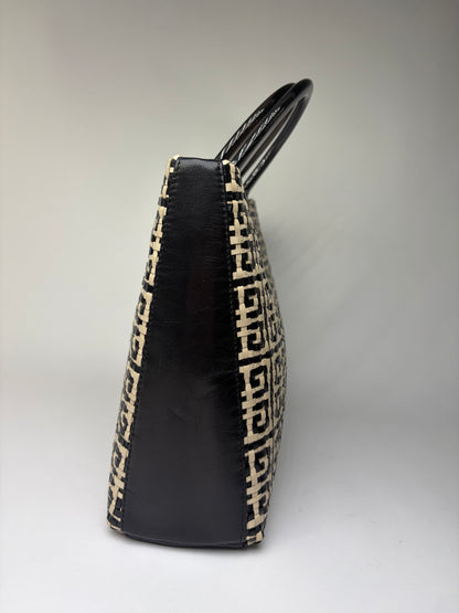 Vintage Givenchy 4G Woven Canvas Top-Handle Bag Late 1990s Black Beige