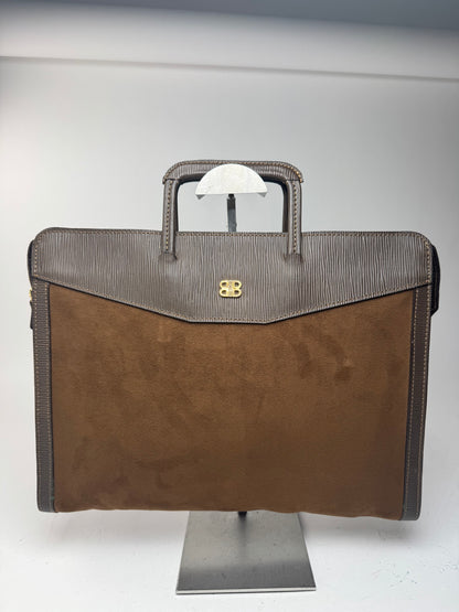 Sac Balenciaga vintage en cuir et laine marron