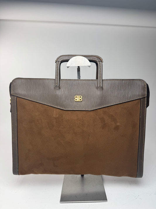 Sac Balenciaga vintage en cuir et laine marron