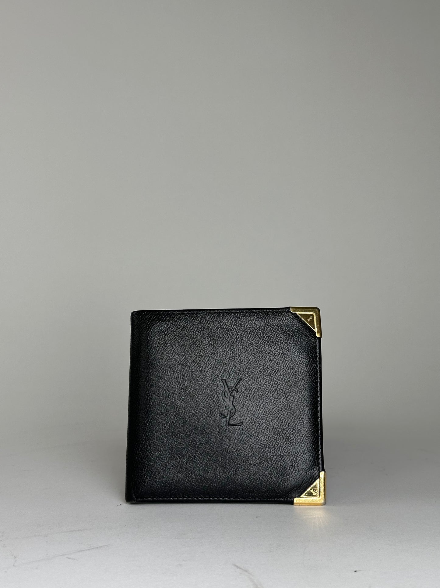 Vintage Saint Laurent Leather Wallet Black Gold