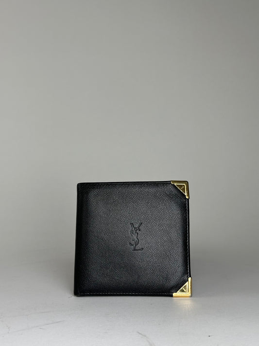Vintage Saint Laurent Leather Wallet Black Gold