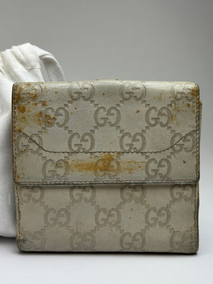 Vintage Gucci GG Supreme Bifold Wallet c. 2010s Cream Beige