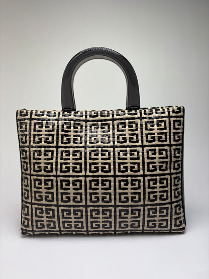 Vintage Givenchy 4G Woven Canvas Top-Handle Bag Late 1990s Black Beige