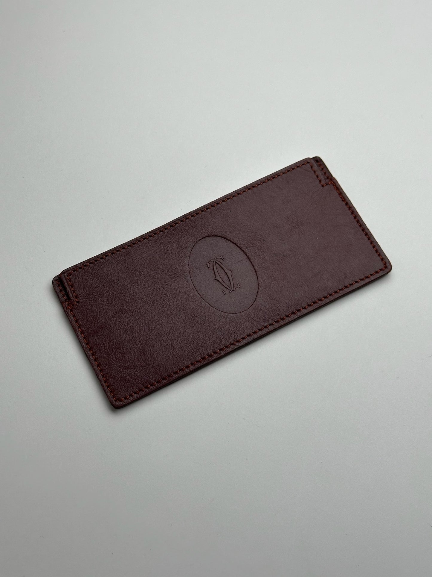 Vintage Cartier Leather ID Holder burgundy