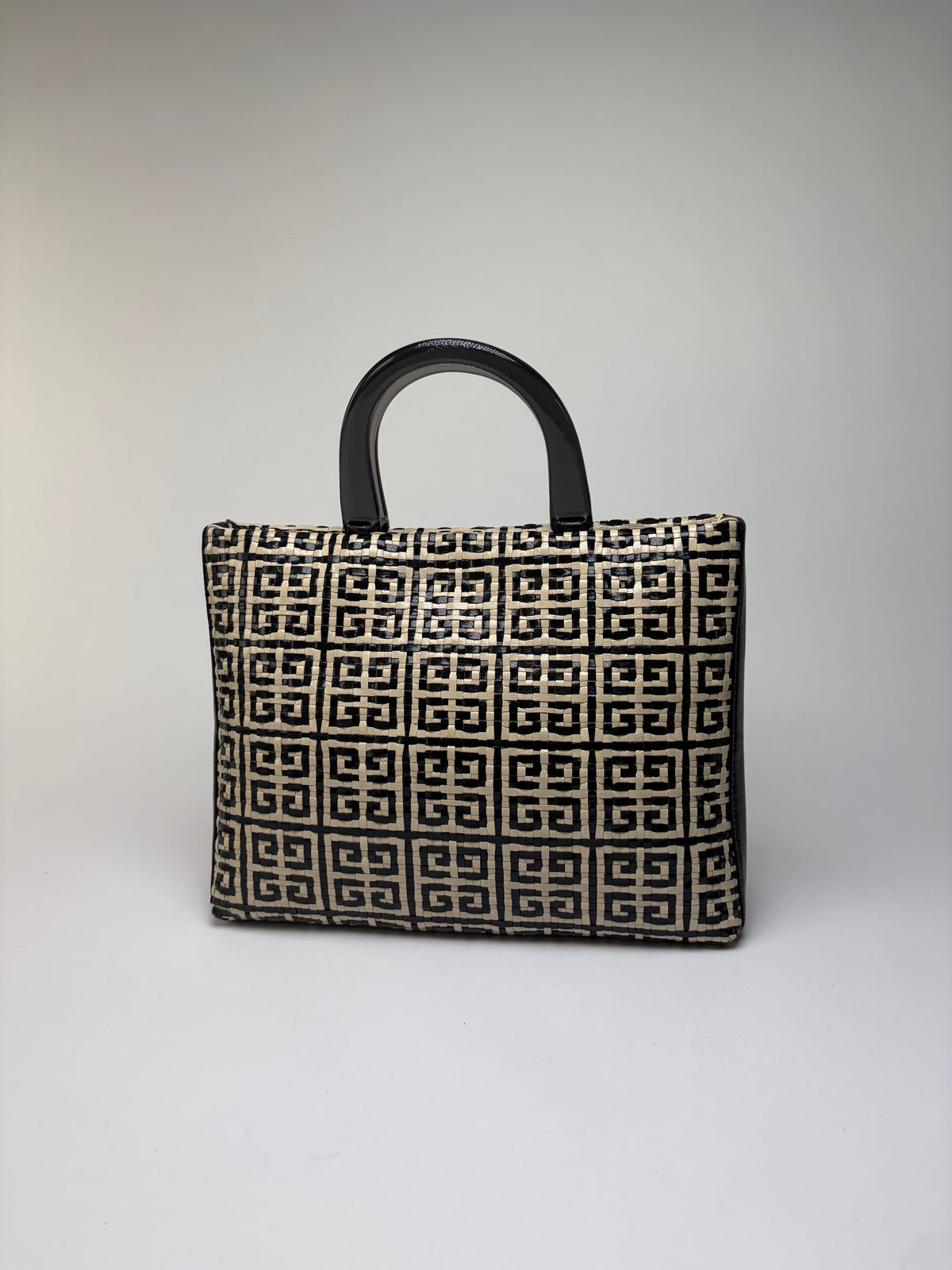 Vintage Givenchy 4G Woven Canvas Top-Handle Bag Late 1990s Black Beige