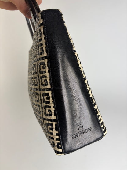Vintage Givenchy 4G Woven Canvas Top-Handle Bag Late 1990s Black Beige