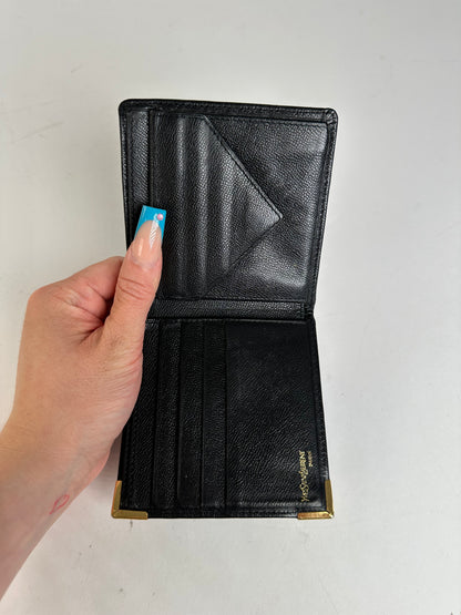 Vintage Saint Laurent Leather Wallet Black Gold