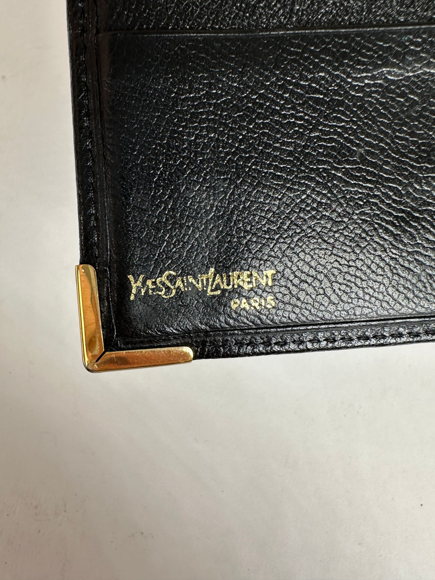 Vintage Saint Laurent Leather Wallet Black Gold