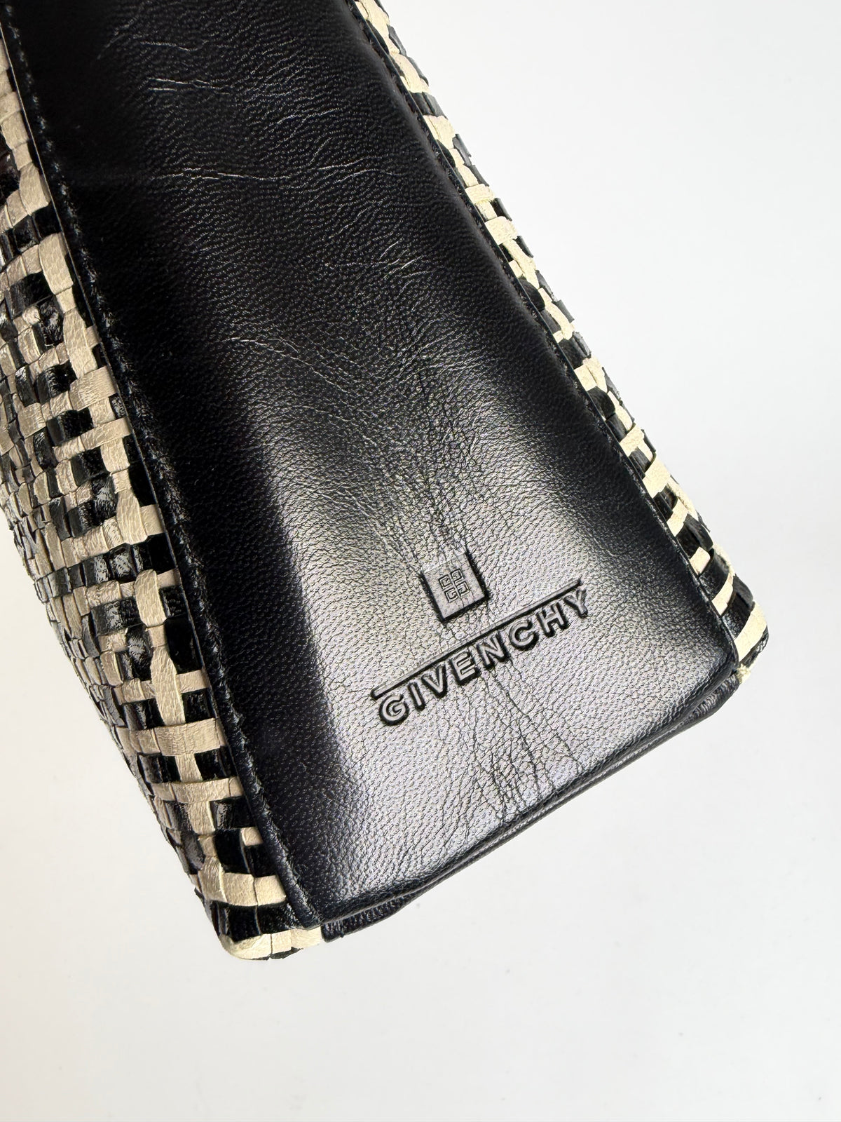 Vintage Givenchy 4G Woven Canvas Top-Handle Bag Late 1990s Black Beige