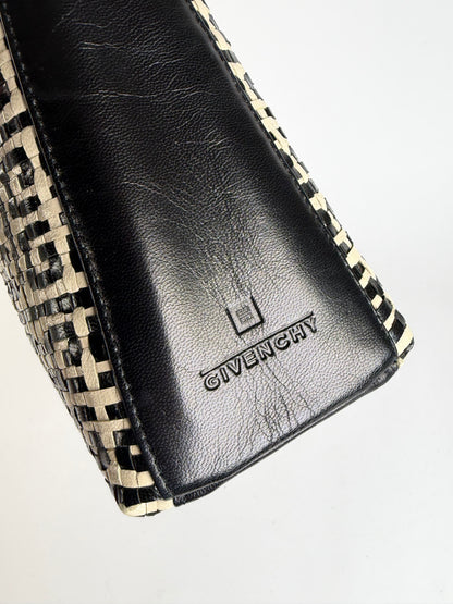 Vintage Givenchy 4G Woven Canvas Top-Handle Bag Late 1990s Black Beige