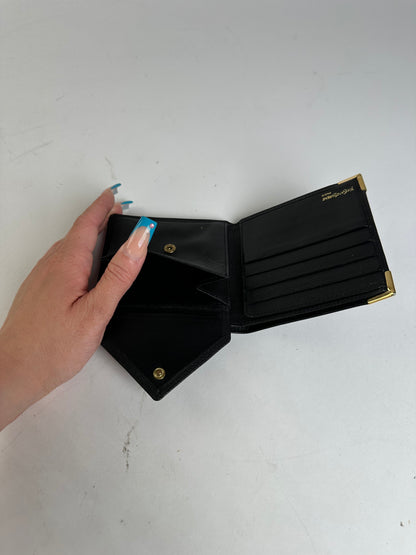 Vintage Saint Laurent Leather Wallet Black Gold