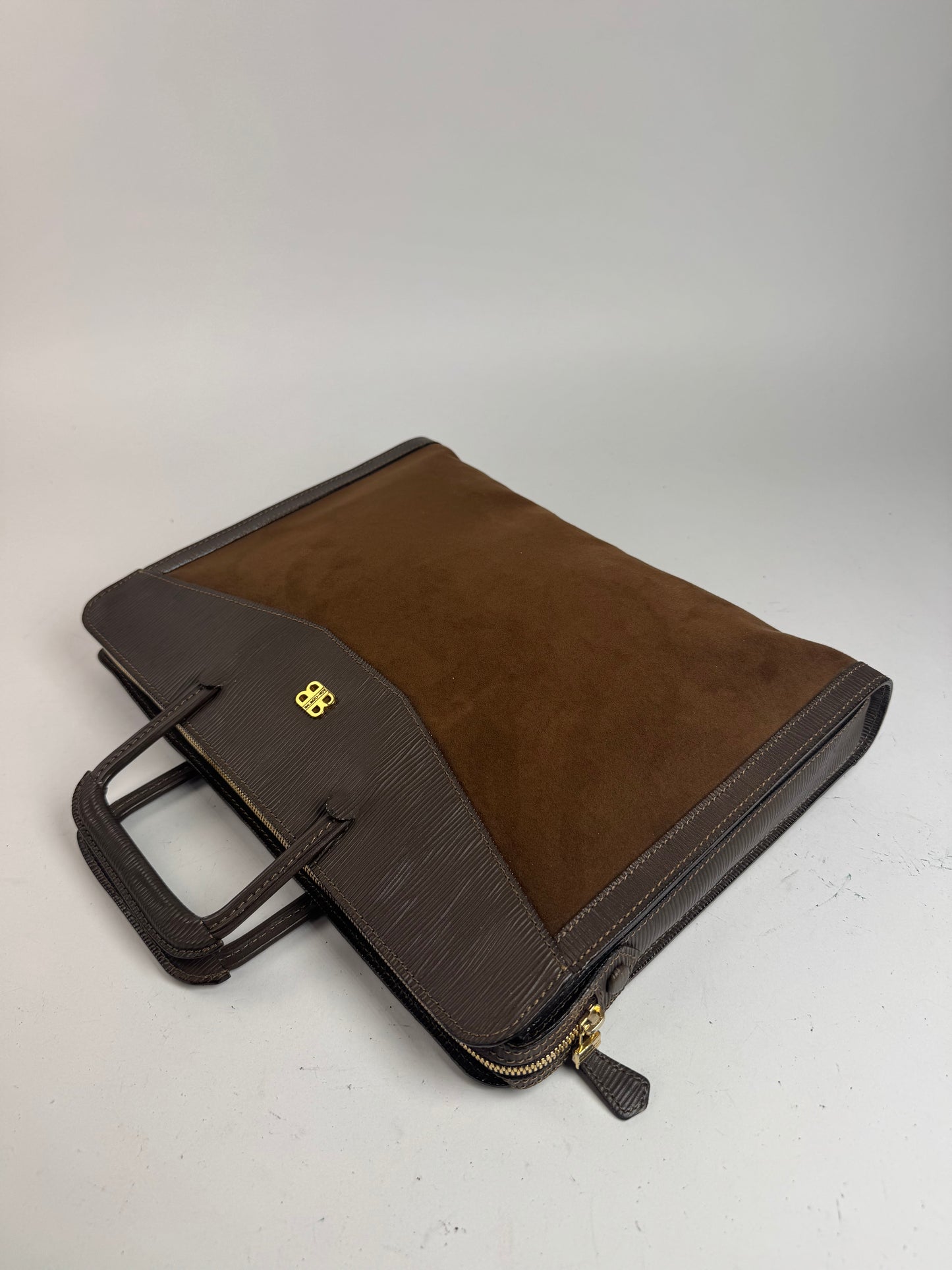 Sac Balenciaga vintage en cuir et laine marron