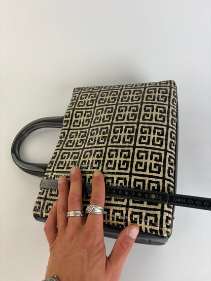 Vintage Givenchy 4G Woven Canvas Top-Handle Bag Late 1990s Black Beige